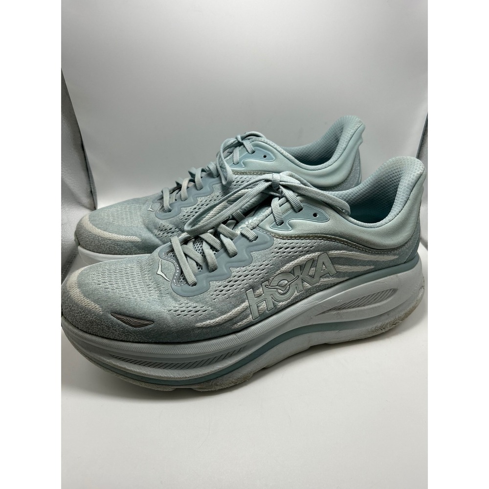 Hoka Bondi 9 Running Shoes Womens 12 Blue Fog Athletic Sneakers